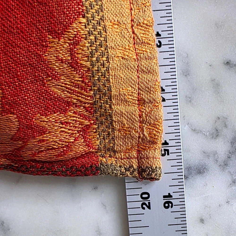 Set 5 Fall Harvest Cloth Napkins Red Orange Leaf Jacquard 18x18 retro woven